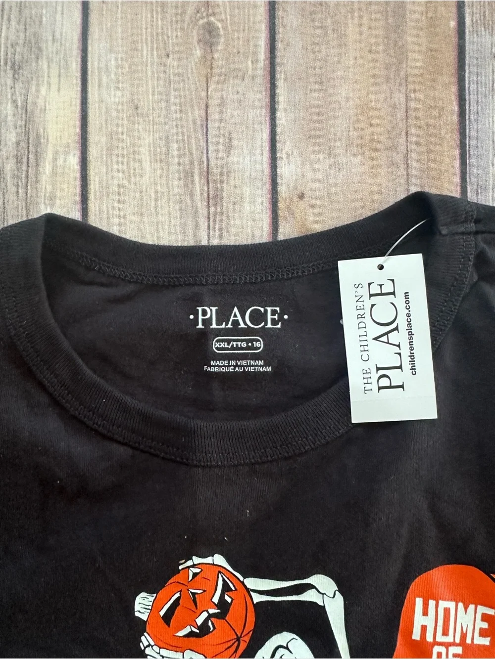 NWT The Children's Place Black Tee with Basketball Skeletons